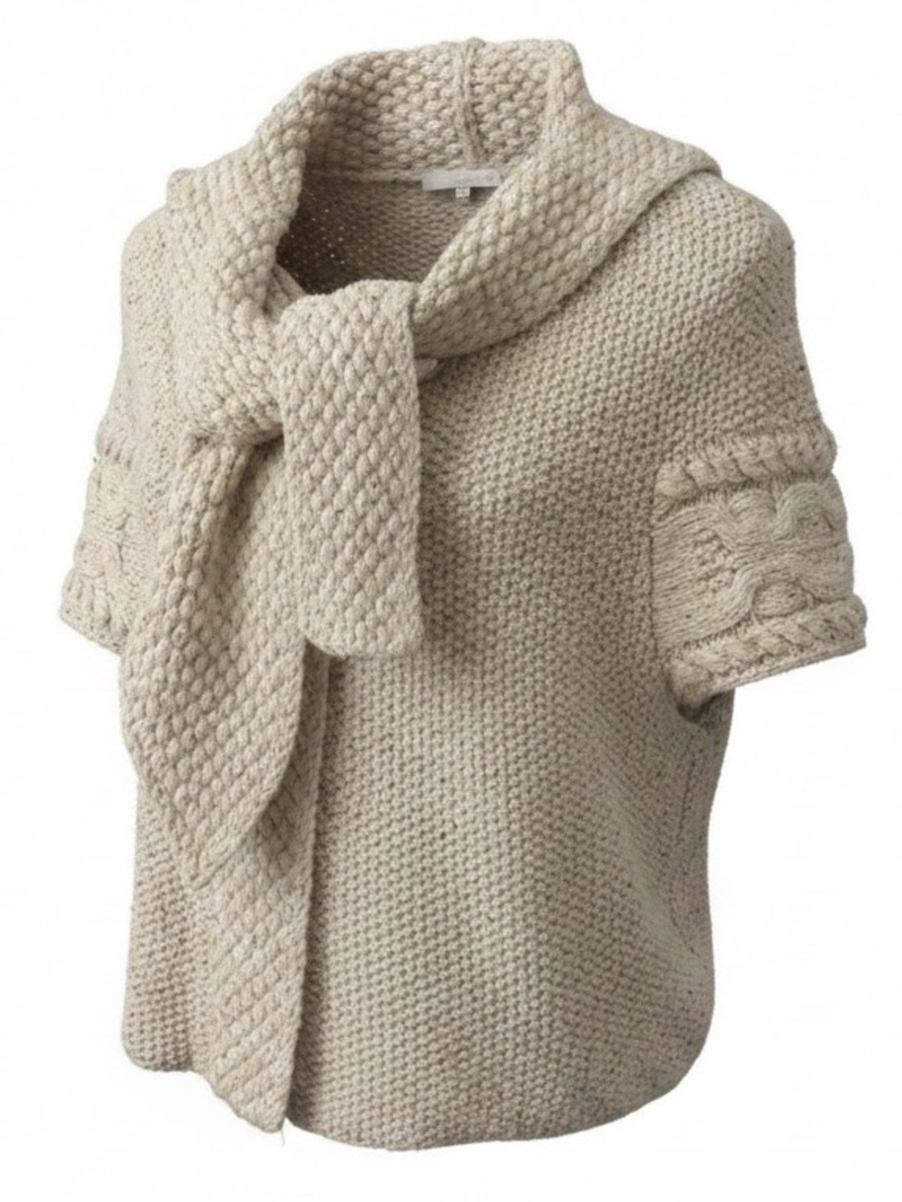 Anthropologie Far Away From Close wool Hooded Cardigan Sweater short sleeve tan